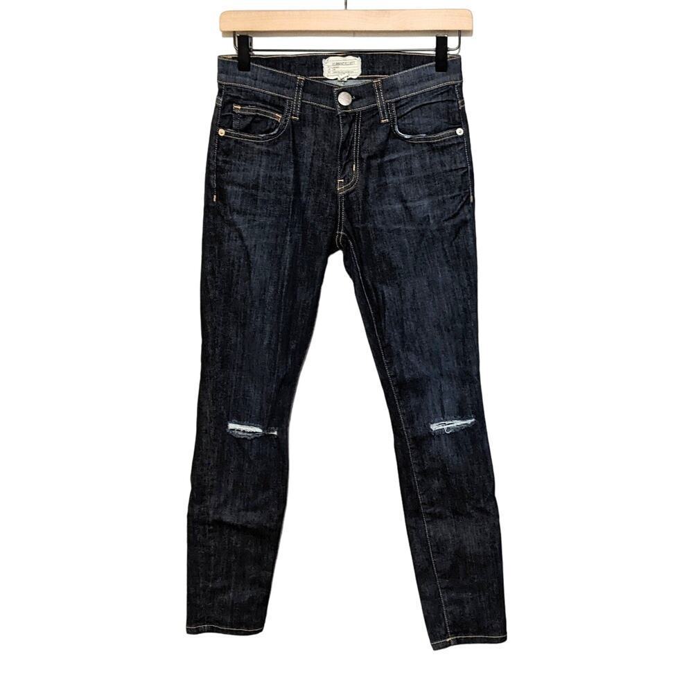 Current/Elliott Jeans Womens 26 Blue The Stiletto Distressed Skinny Dark Denim